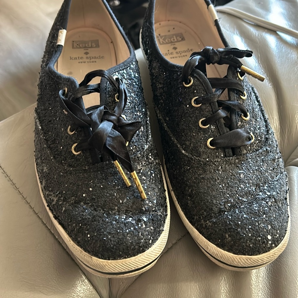 Black glitter Keds x Kate spade
